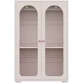 OKWISH Kinderkleiderschrank mit Acryl-Transparenttüren Schlafzimmer-Aufbewahrungsschrank mit Kleiderstange und 2-türigem Design Keramikgriffen Babyrosa