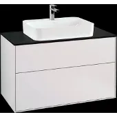 Villeroy & Boch V&B Waschtischunterschrank Wandbeleuchtung Finion 100x60,3cm, Abd.-Pl. bla m, wh. m Lac