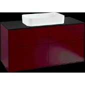 Villeroy & Boch Finion Waschtischunterschrank, 4 Auszüge, mit integrierter Beleuchtung, Waschbecken mittig, mit Hahnloch, 1200x603x501mm, Glass Black Matt, G26200HB