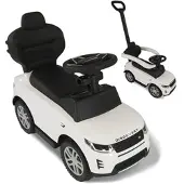 Lemodo Rutschauto Land Rover weiß mit Schiebestange, Kinderfahrzeug mit Soundlenkrad