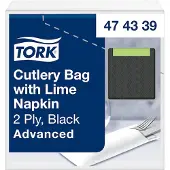 Tork hygienische Bestecktaschen Schwarz, mit Serviette Limone, 5 × 100 Besteckta...