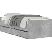 vidaXL Bett mit Schubladen Betongrau 75x190 cm