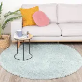 NATURL. Teppich Hochflor Rund - Lofty Hellblau Türkis Ø 150 cm