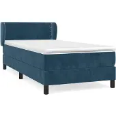 vidaXL Boxspringbett mit Matratze Dunkelblau 100x200 cm Samt
