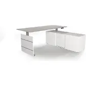 Kerkmann Komplettarbeitsplatz Move 3 tube Sidebaord rechts 160x50x58cm Schreibtisch 180x80x72-120cm elektr.höhenverstellbar lichtgrau