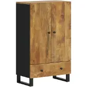 vidaXL Highboard mit Schublade 60x33x100 cm Massivholz Mango & Eisen