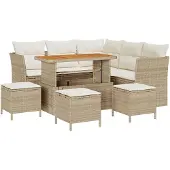 vidaXL Gartensofa-set 8 stk. Beige Poly-Rattan