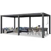 TOOLPORT PRIMEYARD Pergola 3x6 m Aluminium Pfosten mit Lamellendach aus Aluminium anthrazitfarbene Terrassenüberdachung