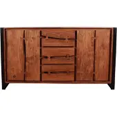 SIT Möbel Sideboard | 2 Türen, 3 Schubladen | Akazie natur | Gestell Metall schwarz | B 200 x T 40 x H 80 cm | 11813-01 | Serie NATURAL EDGE