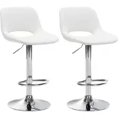 CLP 2er Set Barhocker Camden Kunstleder drehbar und höhenverstellbar weiß Material Gestell Metall in Chromoptik