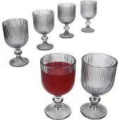 MamboCat Agata 6x Weißweingläser grau 240ml Glas Relief Weißwein Rotwein Wasser