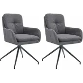 CLP 2er Set Esszimmerstühle Pickett Stoff Dunkelgrau