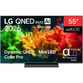 LG QNED evo AI MiniLED QNED80, 139,7 cm (55"), 3840 x 2160 Pixel, QNED MiniLED, Smart-TV, WLAN, Schwarz