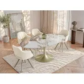 Vente-unique Esstisch für 8 Personen - Keramik & goldfarbenes Metall - Marmor-Optik Weiß & Grau - ELVA von Maison Céphy