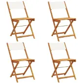 vidaXL Gartenstühle 4 Stk. Klappbar Cremeweiß Stoff und Massivholz