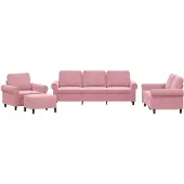 vidaXL 4-tlg. Sofagarnitur mit Kissen Rosa Samt