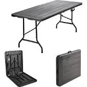 TRUTZHOLM Buffettisch Klapptisch 180 x 75 cm Holzoptik klappbar Kunststoff Gartentisch Bierzelttisch