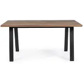 Natur24 Tisch Oslo 160 x 90 x 76cm Akazienholz mit Beingestell aus Metall In und Outdoor