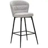 Mauro Ferretti 2er-Set LOSANNA Barhocker, Grau, 52 x 59 x 108 cm – Stoffhocker mit schwarzen Metallbeinen – Glamouröses 70er-Jahre-Design