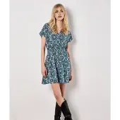 Apricot Minikleid "Batik Print Minikleid" mit Smokdetails