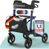 ELONEO Rollator Leichtgewichtrollator mit Stockhalter, Einkaufstasche & Rückengurt 1 St