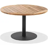 Natur24 Gartentisch Bistrox 95 rund Tischplatte Teak Recycelt Gestell Stahl in Anthrazit
