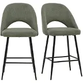 Miliboo - Samtige Khaki-Grün Cordstoff Barhocker H65 cm (2er-Set) COSETTE