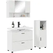 vidaXL Badezimmermöbel-Set 3 stk. Hochglanz Weiß 76,5 x 35 x 64 cm
