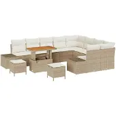 vidaXL Gartensofa-set 12 stk. Beige Poly-Rattan