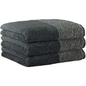 Cawoe Handtuch, 3er Pack - Luxury Home, C Two-Tone, Walkfrottier Schiefer / 50x100cm