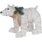 Beliani Outdoor LED Weihnachtsbeleuchtung Weiß Metall 34 cm Eisbär mit Stromanschluss Zeitschalter zum Aufstellen für Außen Deko Adventsdekoration