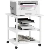 HOMCOM -Druckertisch-Spanplatte, Stahl-50L x 50B x 52,5H cm-Weiß