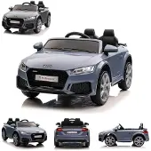 Es-toys Kinder Elektroauto Audi TTRS, EVA-Reifen, Sicherheitsgurt, Fernbedienung graublau