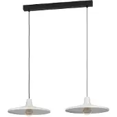 Eglo Pendellampe Miniere, Pendelleuchte über Esstisch, 2-flammige Hängeleuchte aus Metall in Grau, Hängelampe mit E27 Fassung, 100 cm