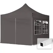 TOOLPORT 3x3m Stahl Faltpavillon, inkl. 4 Seitenteile, dunkelgrau