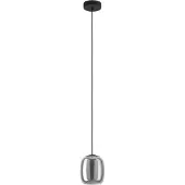 Eglo Hängelampe Ciampino, Pendelleuchte Esstisch Rauchglas, 1-flammige Deckenlampe aus Glas in Grau bedampft und Metall in Schwarz, E27, Ø 15 cm