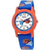 Q&Q Kinder Armbanduhr Kinderuhr, Silikonarmband, Basketball, 10 ATM, Lernuhr