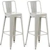 CLP Barhocker 2er Set mit Lehne im Industrial-Look Mason, mit Rückenlehne silber