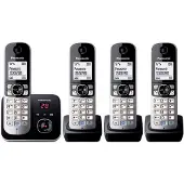 Panasonic KX-TG6824 Strahlungsarmes Schnurlostelefon mit Anrufbeantworter, Rufnummernanzeige, 3 zus?tzliche Mobilteile, 15h Sprechzeit, 7 Tage Standby, Freisprechfunktion, DECT