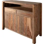 MASSIVMOEBEL24.DE MASSIVMOEBEL24 Sideboard Sheesham 120x45x100 grau geölt BUENO #2005