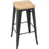 Bolero Barhocker aus Stahl mit Holzsitz Grau (4 Stück)