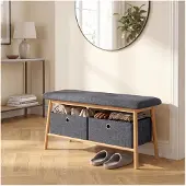 En.casa Sitzbank Vad mit 2 Aufbewahrungsboxen 90x30x45 cm Natur/Grau