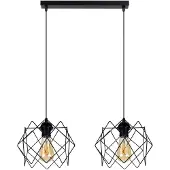 Licht-Erlebnisse Hängelampe Metall H: max. 90 cm Schwarz E27 2-flammig länglich Drahtschirm