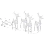 vidaXL Weihnachtsdekoration Rentiere & Schlitten 280x28x55 cm Acryl