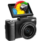 INF 5K Ultra HD 64MP WiFi Digitalkamera mit Klappbildschirm & Makroobjektiv Schwarz