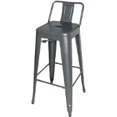 Bolero Bistro Stahlhocker mit Rückenlehne Gun Metal Grey (4 Stück)