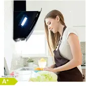 Klarstein Clara 90 Dunstabzugshaube Glas 590 m3/h Touch Ambiente-Licht Schwarz