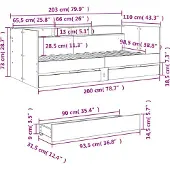 vidaXL Tagesbett mit Schubladen ohne Matratze Sonoma-Eiche 100x200 cm