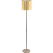 Eglo Stehlampe Viserbella, Vintage Stehleuchte, Standleuchte aus Stahl und Textil, Wohnzimmerlampe in Champagner, Gold, Lampe mit Tritt-Schalter, E27