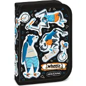 ARS UNA Schule Federmäppchen Wheelz - Bär mit Roller, schwarz-blau-weiß, für Jungen